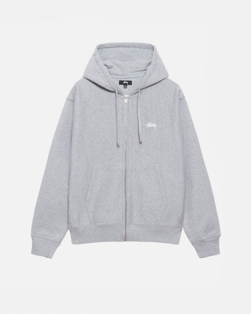 Hoodie Stussy Stock Logo Zip Hoodie Feminino Cinzentas Portugal | BWO-0266