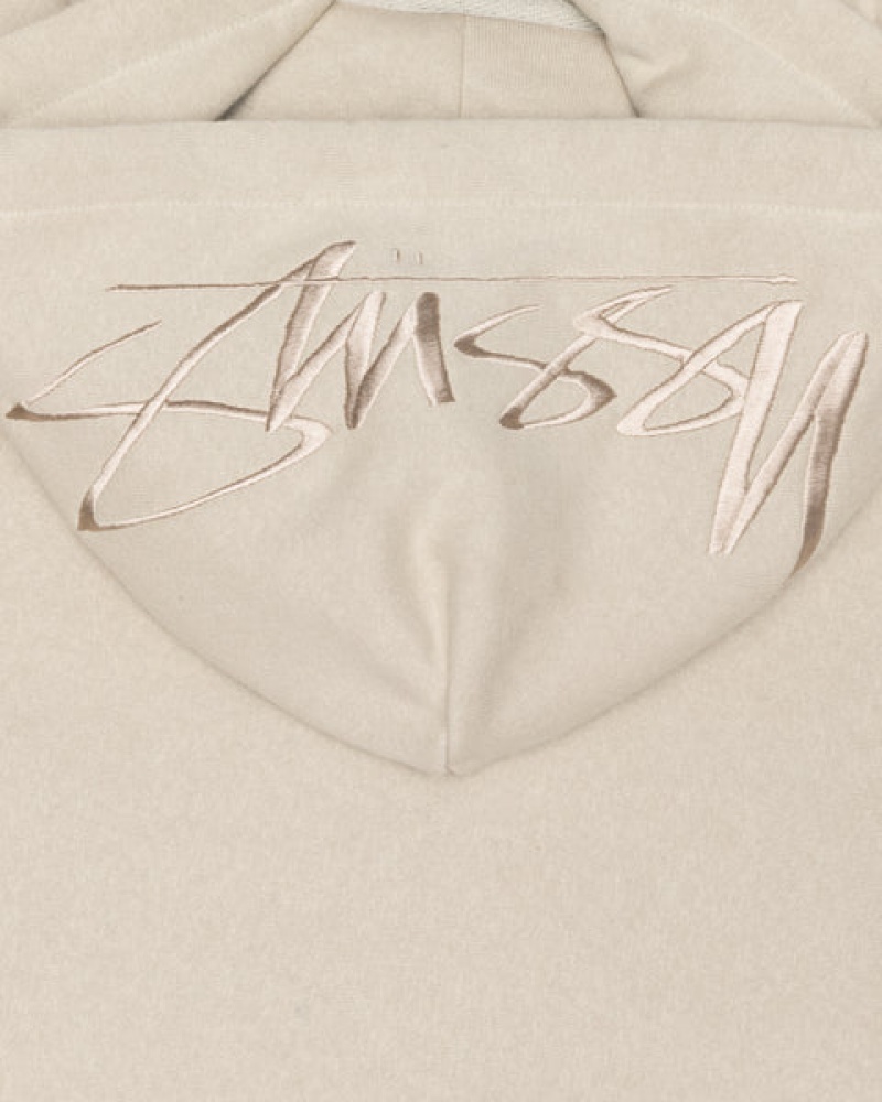 Sweatshirts Stussy Back Hood Applique Hood Masculino Caqui Portugal | MME-3252