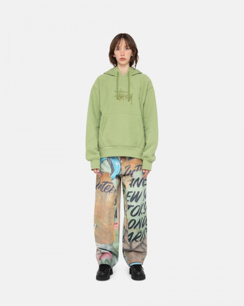 Sweatshirts Stussy Basic Applique Hood Feminino Verdes Portugal | BDC-3782