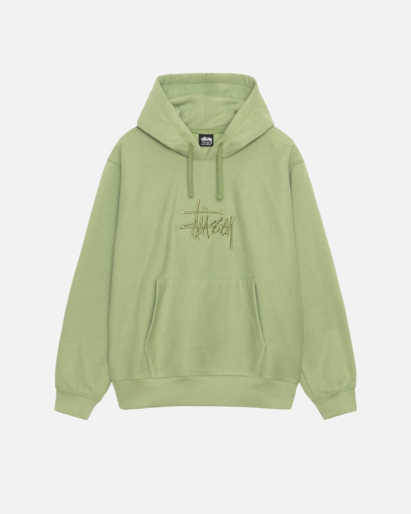 Sweatshirts Stussy Basic Applique Hood Masculino Verdes Portugal | KNM-0627