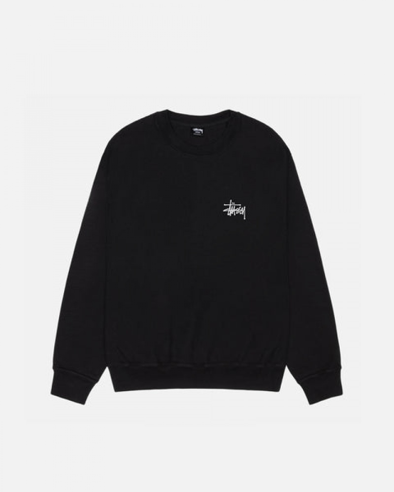 Sweatshirts Stussy Basic Stüssy Pigment Dyed Crew Feminino Pretas Portugal | GGA-6794