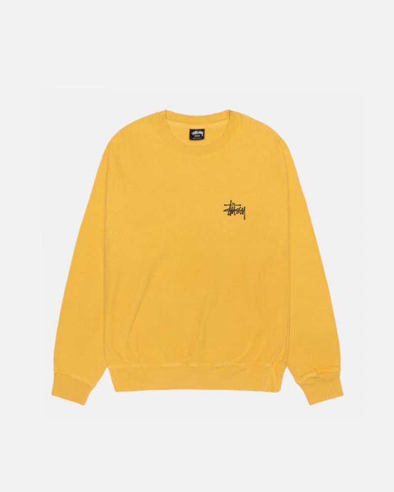 Sweatshirts Stussy Basic Stussy Crew Pigment Dyed Masculino Amarelas Portugal | VXQ-9172