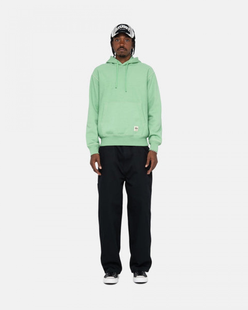 Sweatshirts Stussy Contrast Stitch Label Hood Masculino Verdes Portugal | GGV-0564