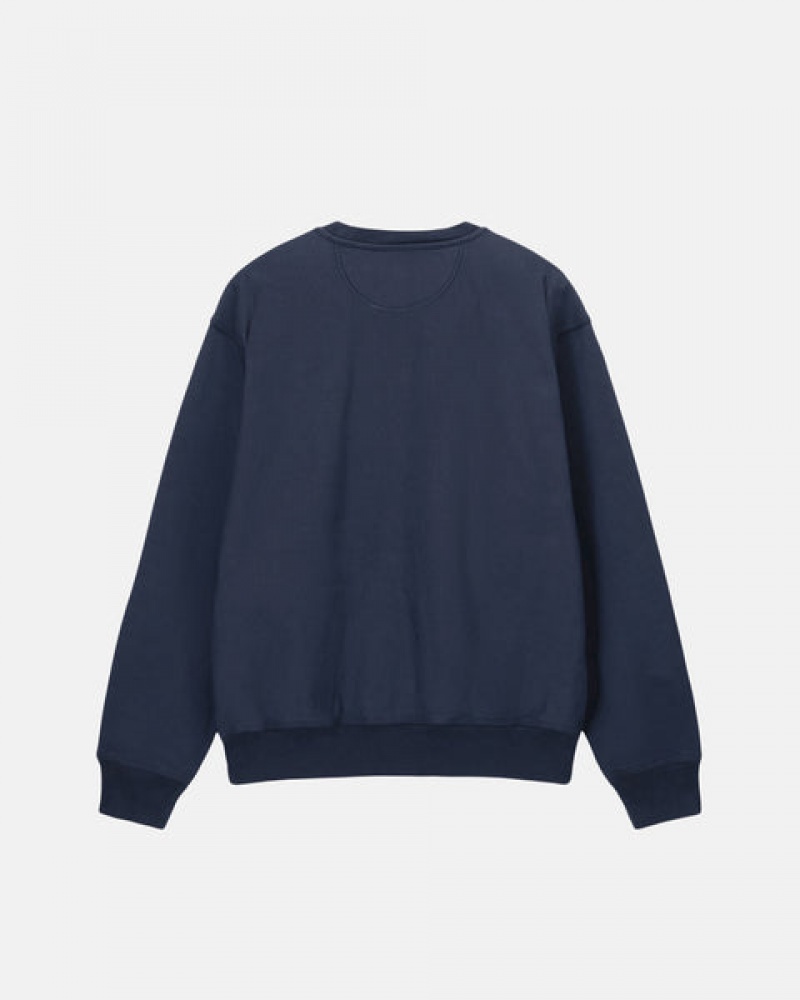 Sweatshirts Stussy Overdyed Stock Logo Crew Feminino Azul Marinho Portugal | BIB-9144