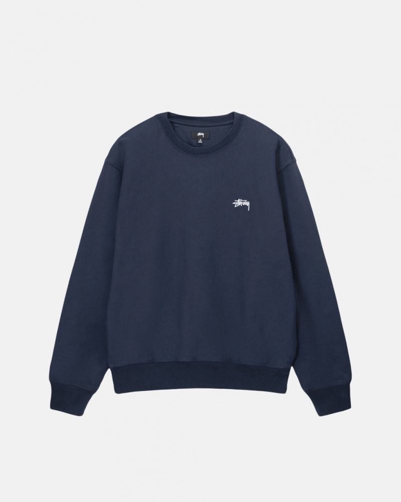 Sweatshirts Stussy Overdyed Stock Logo Crew Feminino Azul Marinho Portugal | BIB-9144