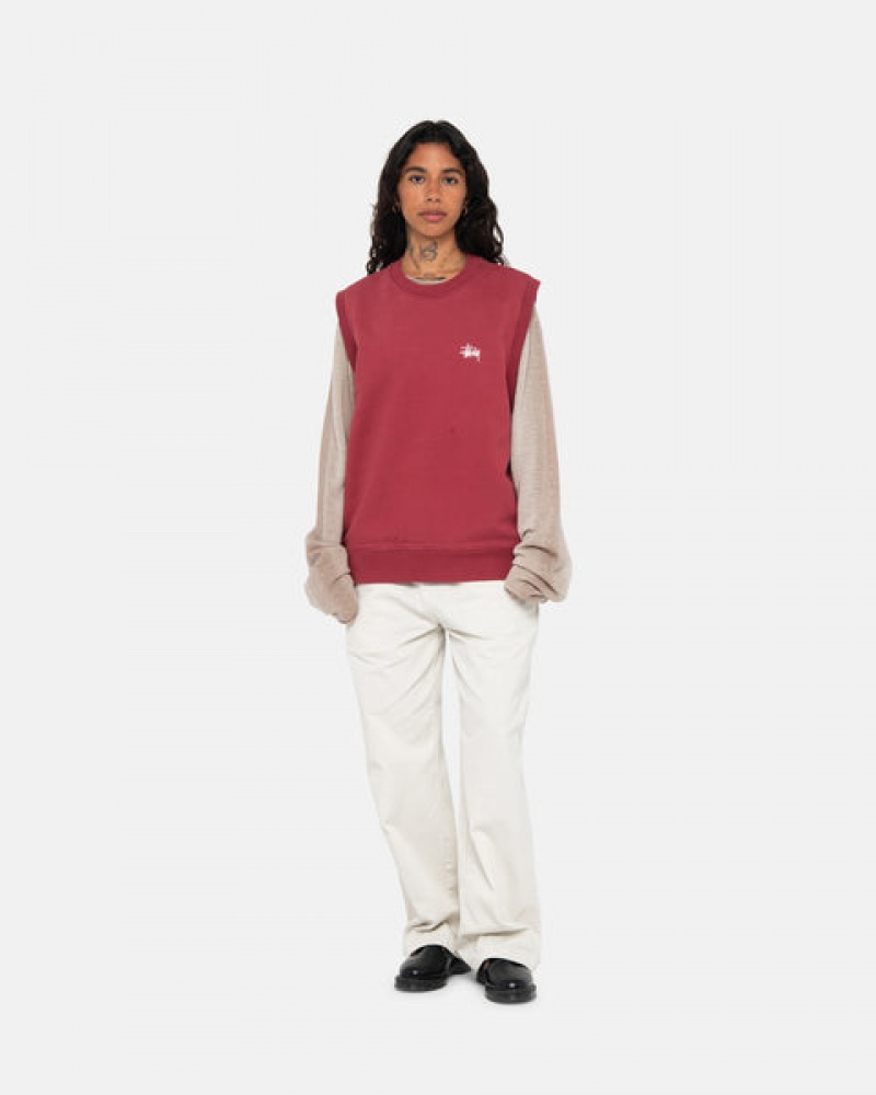 Sweatshirts Stussy Stock Fleece Vest Feminino Bordeaux Portugal | GBO-9928