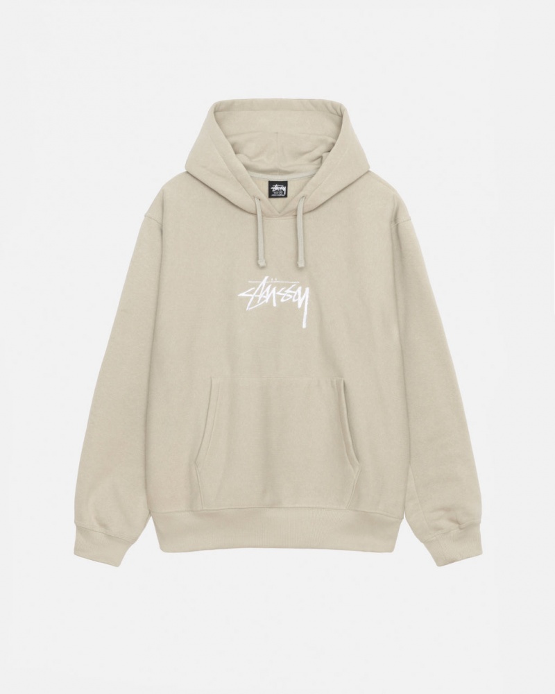 Sweatshirts Stussy Stock Logo Applique Hood Masculino Caqui Portugal | IOV-8502