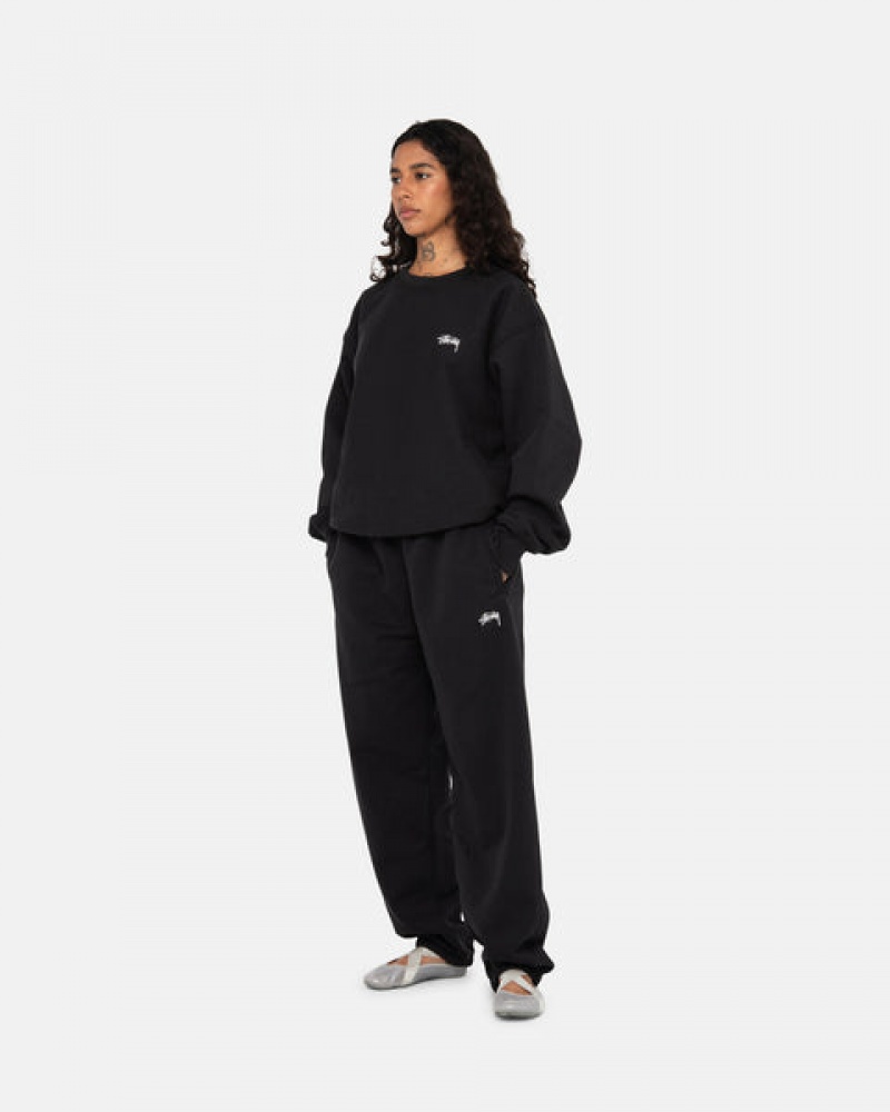 Sweatshirts Stussy Stock Logo Crew Feminino Pretas Portugal | YDY-2286