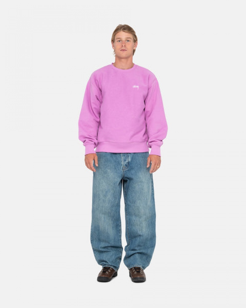 Sweatshirts Stussy Stock Logo Crew Masculino Roxo Portugal | ULK-5833