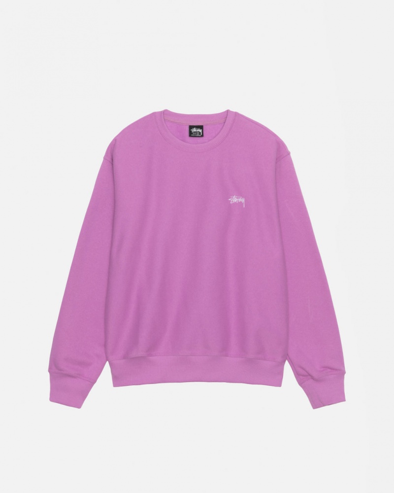 Sweatshirts Stussy Stock Logo Crew Masculino Roxo Portugal | ULK-5833