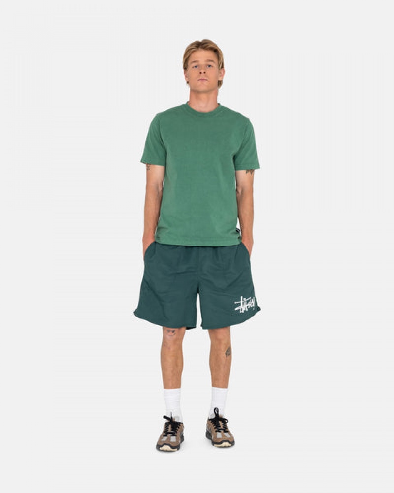 Roupa De Banho Stussy Big Basic Agua Curta Masculino Verdes Portugal | POU-9714