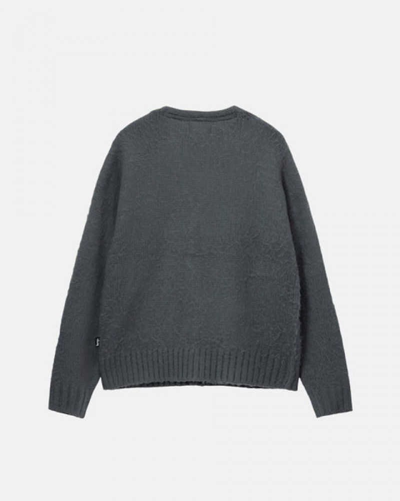 Suéteres Stussy Brushed Cardigan Feminino Charcoal Portugal | RTR-8887