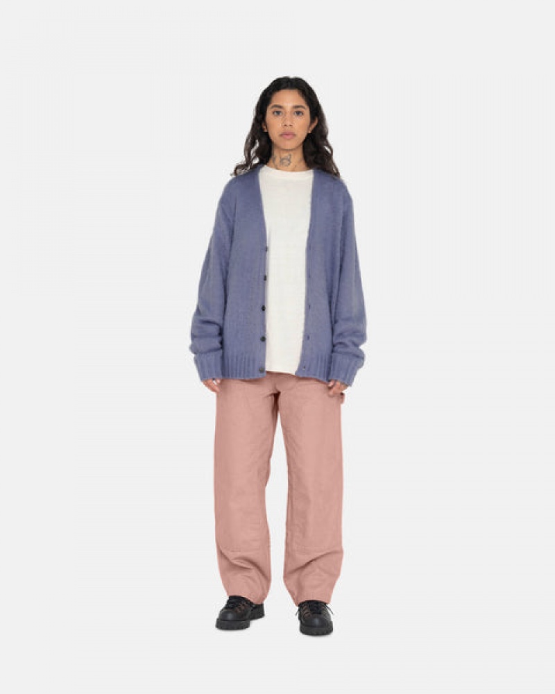 Suéteres Stussy Brushed Cardigan Feminino Roxo Portugal | WGS-6152