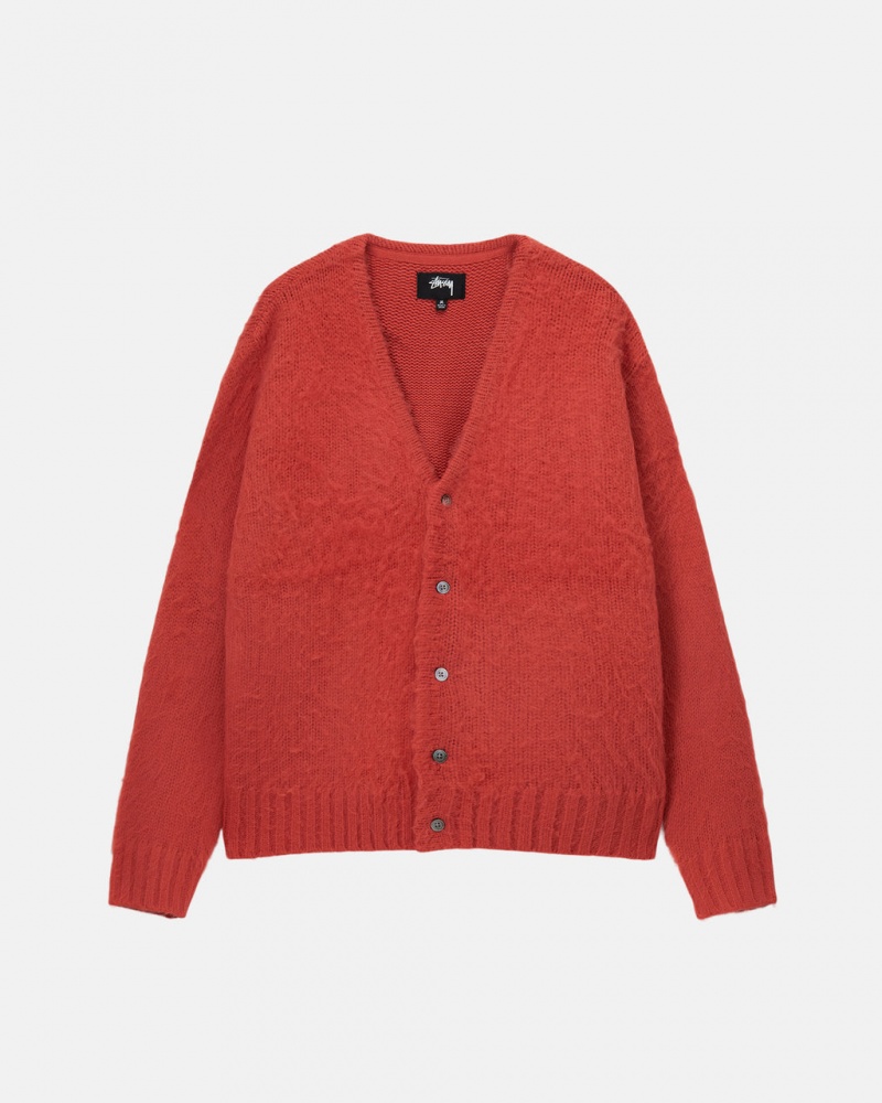 Suéteres Stussy Brushed Cardigan Feminino Vermelhas Portugal | OOC-3541