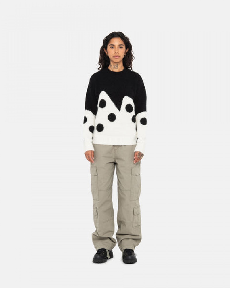 Suéteres Stussy Dice Fuzzy Crew Feminino Pretas Portugal | FIV-1589