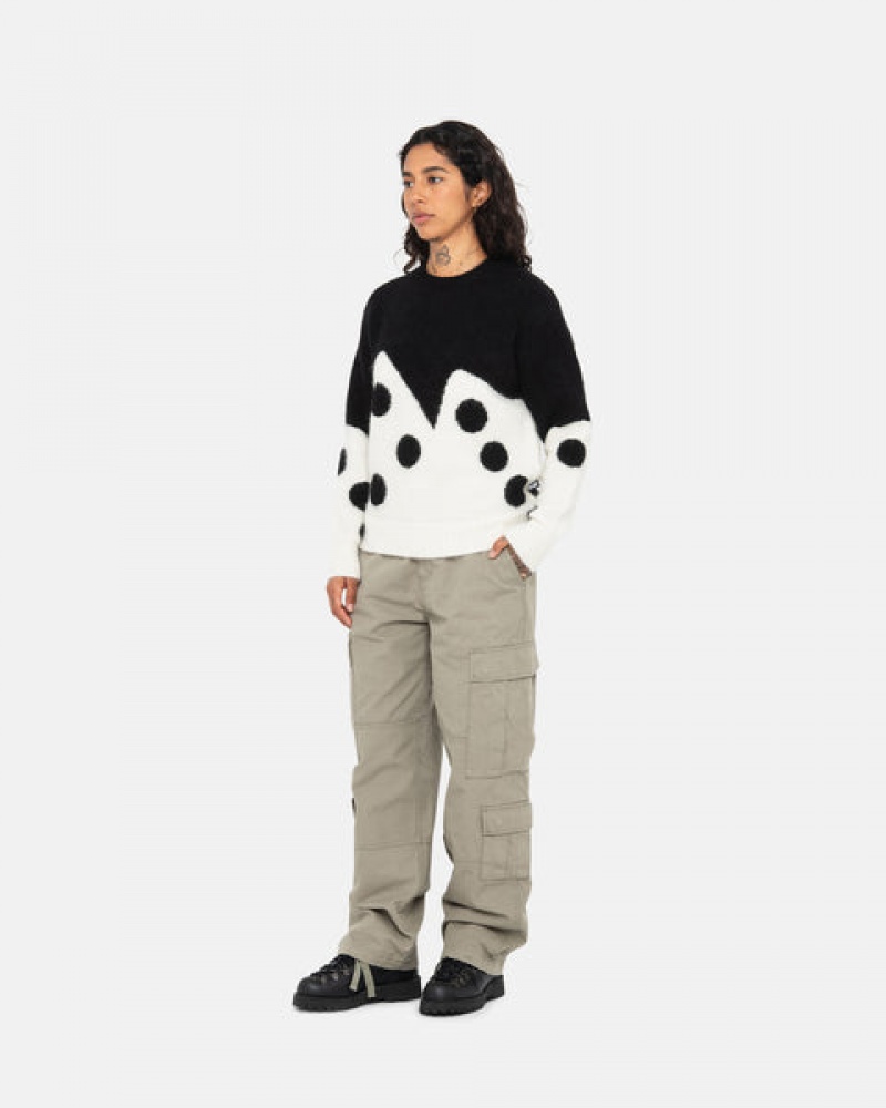 Suéteres Stussy Dice Fuzzy Crew Feminino Pretas Portugal | FIV-1589