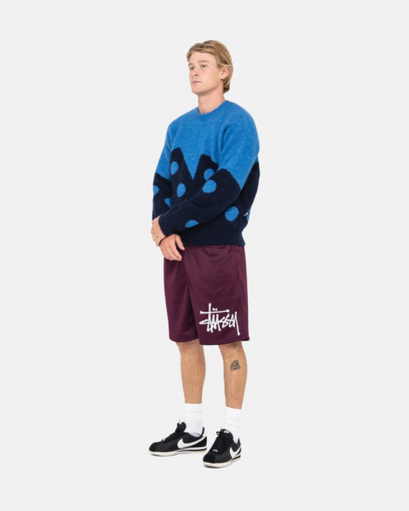 Suéteres Stussy Dice Fuzzy Crew Masculino Azuis Portugal | BLA-0001