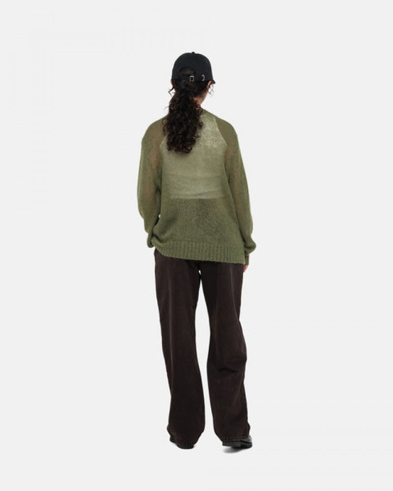 Suéteres Stussy Loose Knit Moletom Feminino Verde Oliva Portugal | FMT-3223