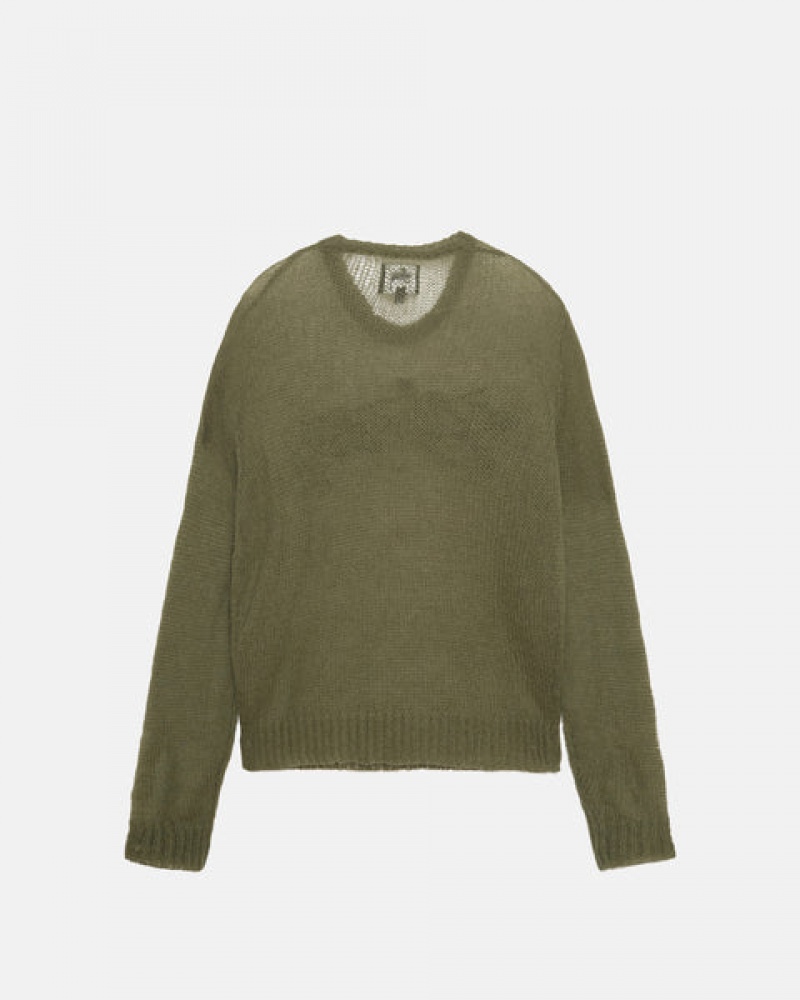 Suéteres Stussy Loose Knit Moletom Feminino Verde Oliva Portugal | FMT-3223