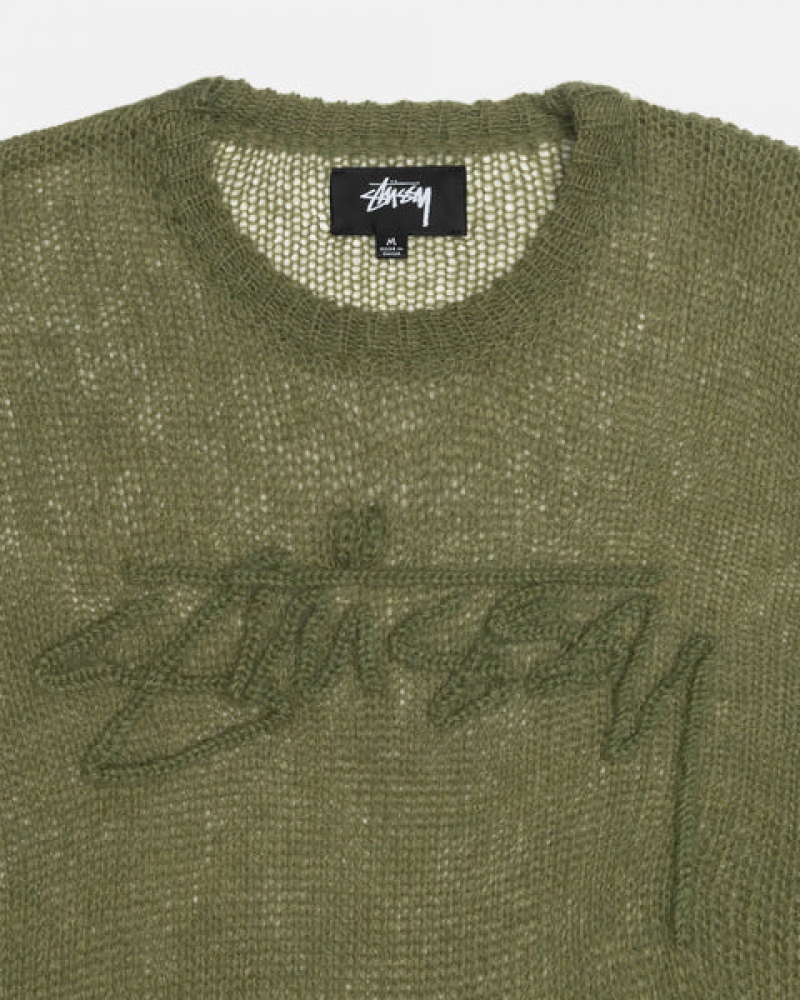 Suéteres Stussy Loose Knit Moletom Feminino Verde Oliva Portugal | FMT-3223