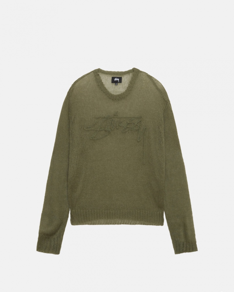 Suéteres Stussy Loose Knit Moletom Feminino Verde Oliva Portugal | FMT-3223