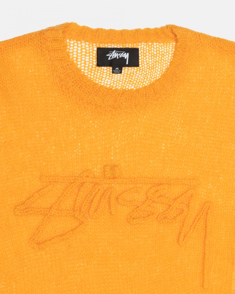 Suéteres Stussy Loose Knit Moletom Masculino Laranja Portugal | IHB-7000