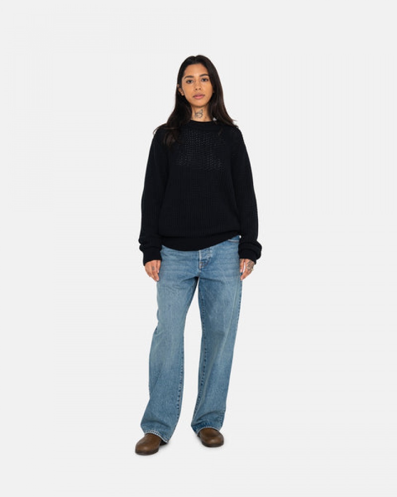 Suéteres Stussy Pigment Dyed Loose Gauge Knit Moletom Feminino Pretas Portugal | LRZ-7758