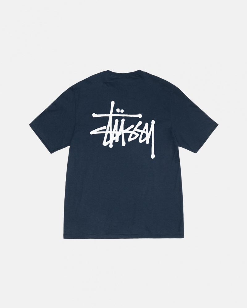 T Shirts Stussy Basic Stussy Tee Feminino Azul Marinho Portugal | SVB-1943