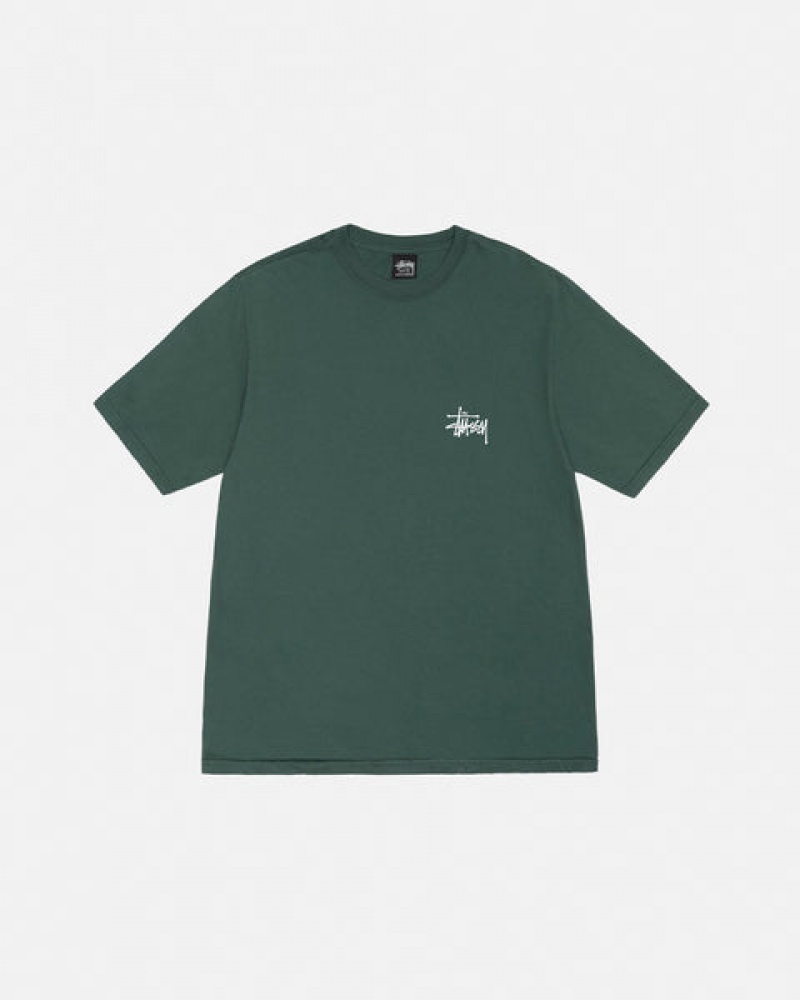 T Shirts Stussy Basic Stussy Tee Pigment Dyed Masculino Verdes Portugal | MRL-7969