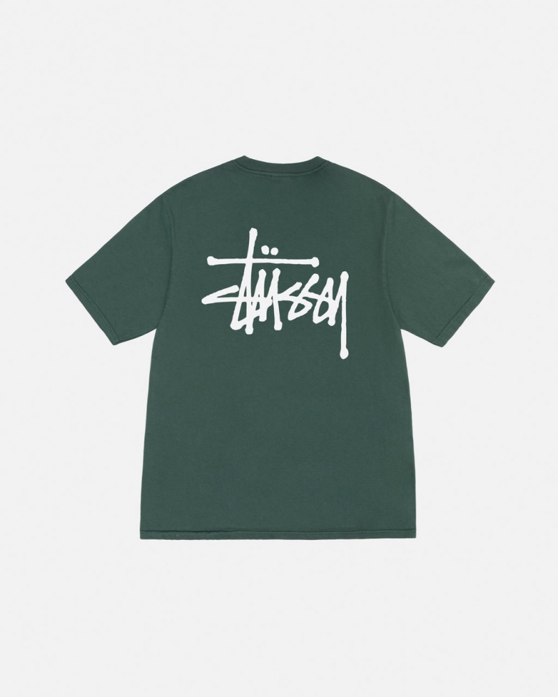 T Shirts Stussy Basic Stussy Tee Pigment Dyed Masculino Verdes Portugal | MRL-7969