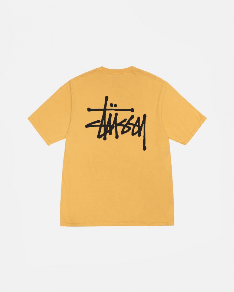 T Shirts Stussy Basic Stussy Tee Pigment Dyed Masculino Amarelas Portugal | HDW-8817