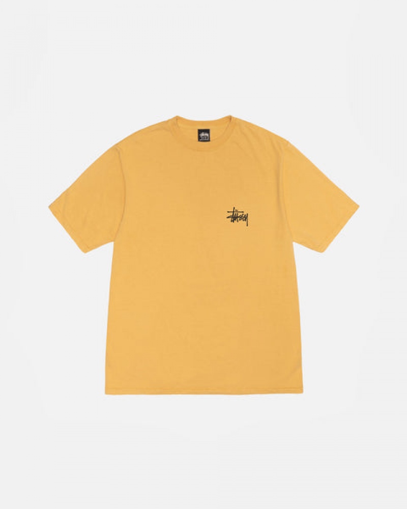 T Shirts Stussy Basic Stussy Tee Pigment Dyed Feminino Amarelas Portugal | AOO-4741