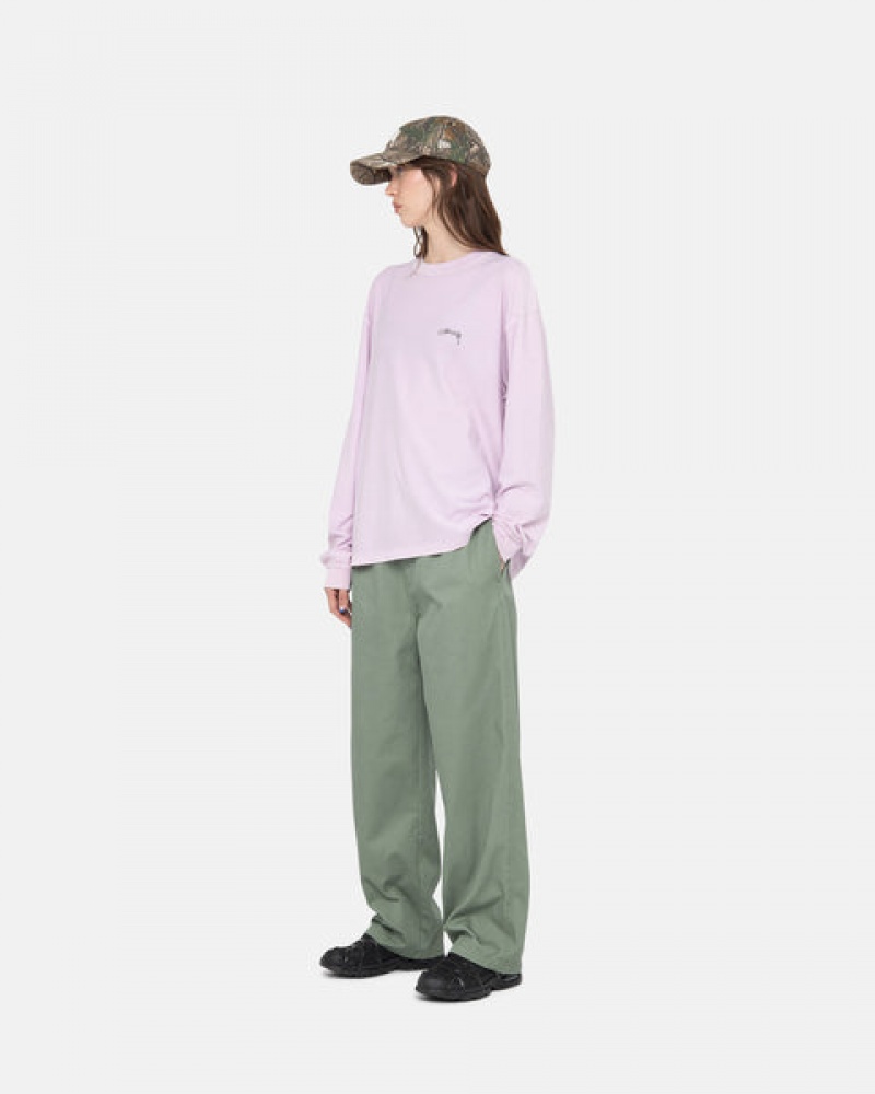 T Shirts Stussy Lazy Ls Tee Feminino Roxo Portugal | QHQ-5418