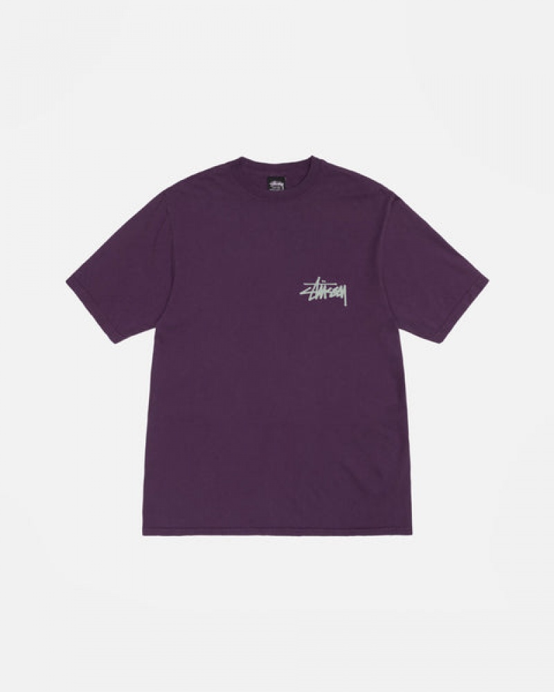 T Shirts Stussy Old Phone Tee Pigment Dyed Feminino Roxo Portugal | ASO-5835