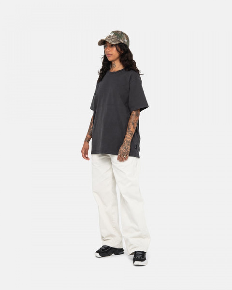 T Shirts Stussy Pigment Dyed Crew Feminino Pretas Portugal | DMU-1159