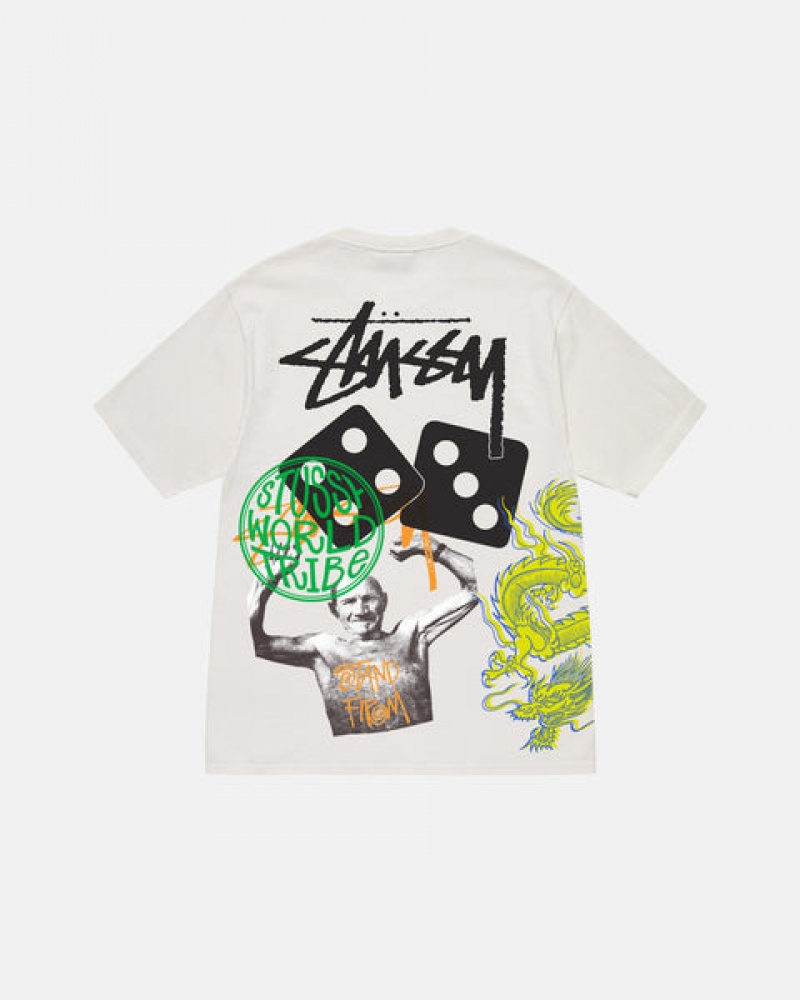 T Shirts Stussy Strike Pigment Dyed Tee Feminino Bege Portugal | EUS-0044