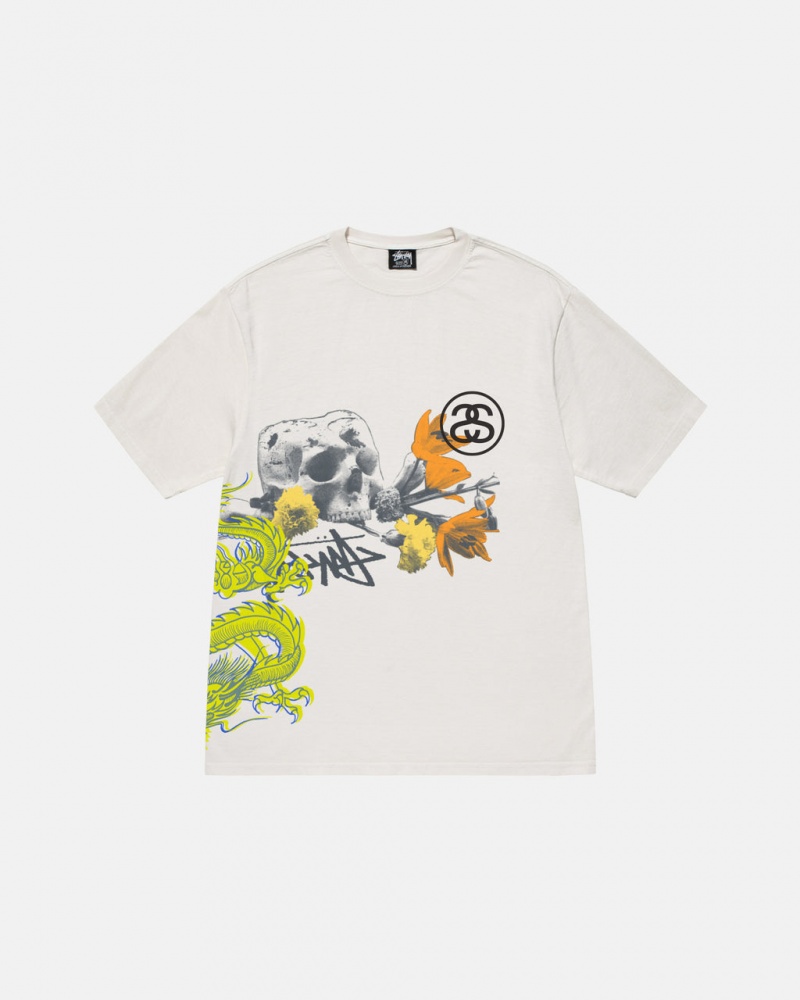 T Shirts Stussy Strike Pigment Dyed Tee Feminino Bege Portugal | EUS-0044