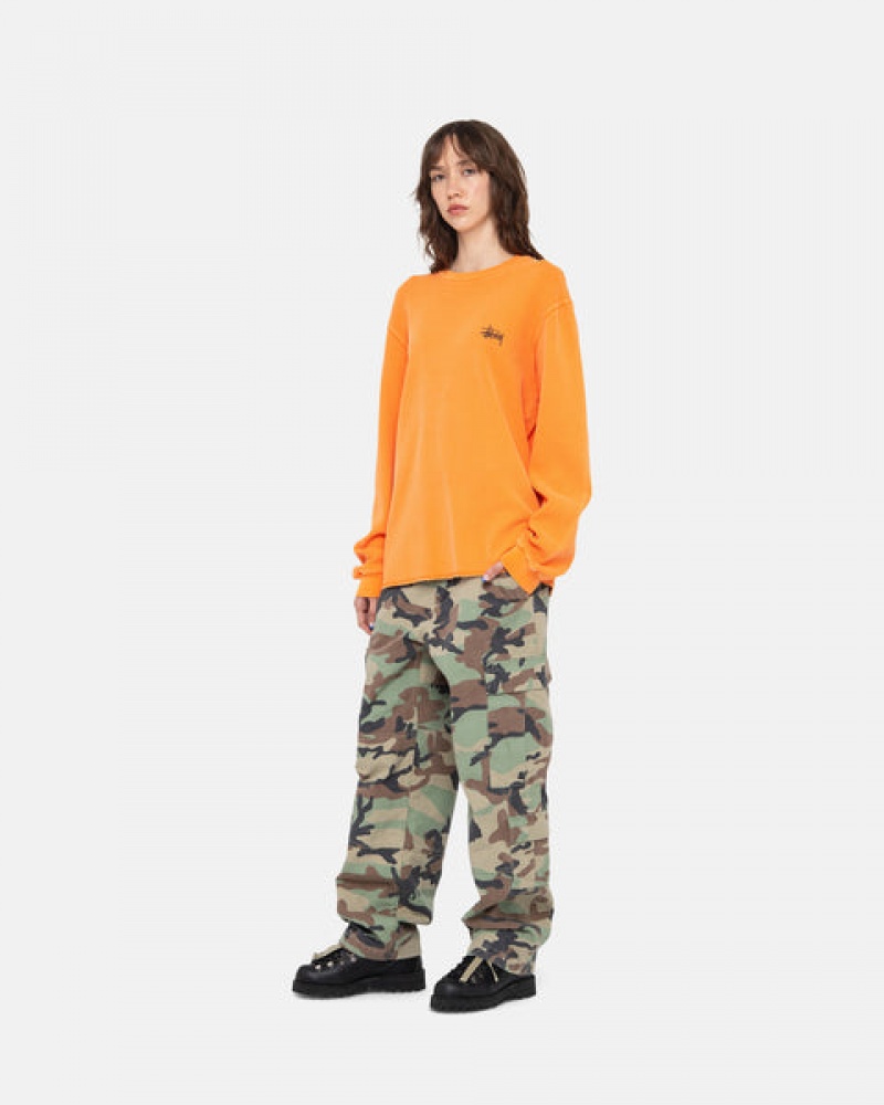 Tops Stussy Basic Stock Ls Thermal Feminino Laranja Portugal | CBJ-9081