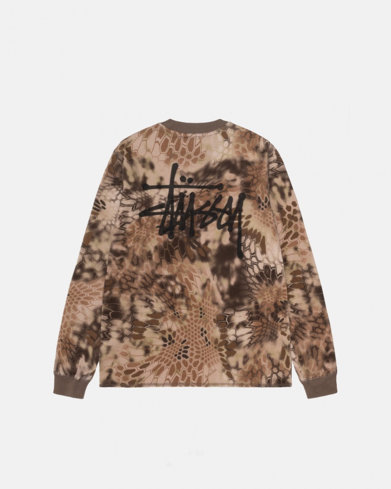 Tops Stussy Kryptek Camo LS Thermal Feminino Marrom Portugal | UBP-3224