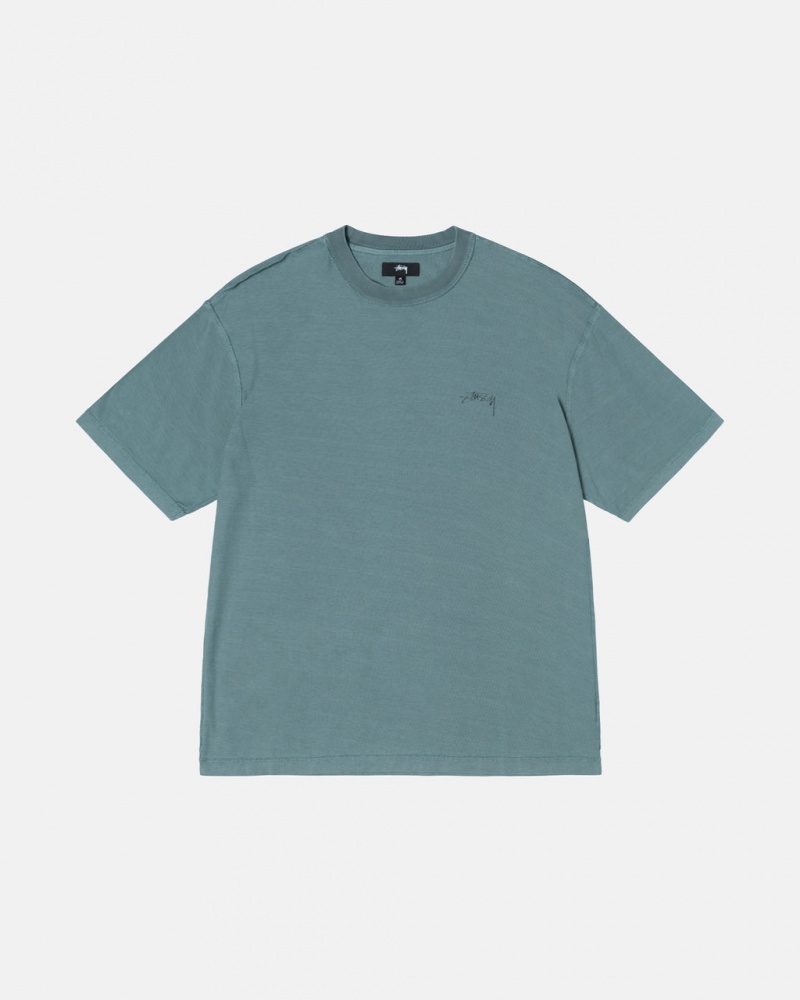 Tops Stussy Pig. Dyed Inside Out Crew Masculino Turquesa Portugal | RXR-5566