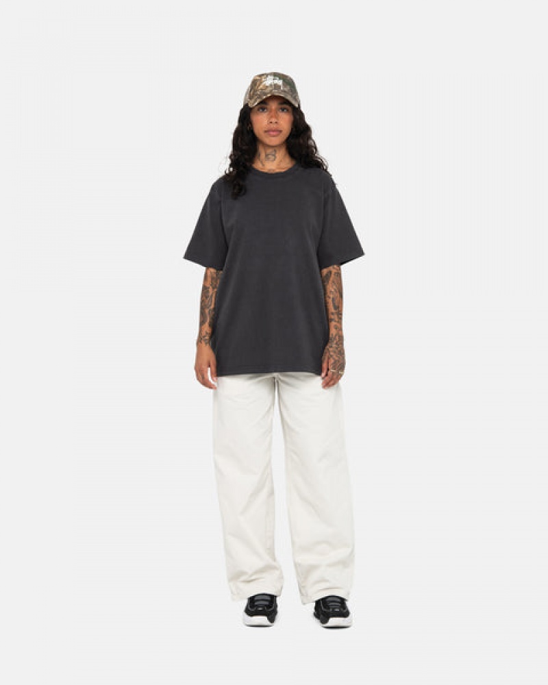 Tops Stussy Pigment Dyed Crew Feminino Pretas Portugal | YBO-0616