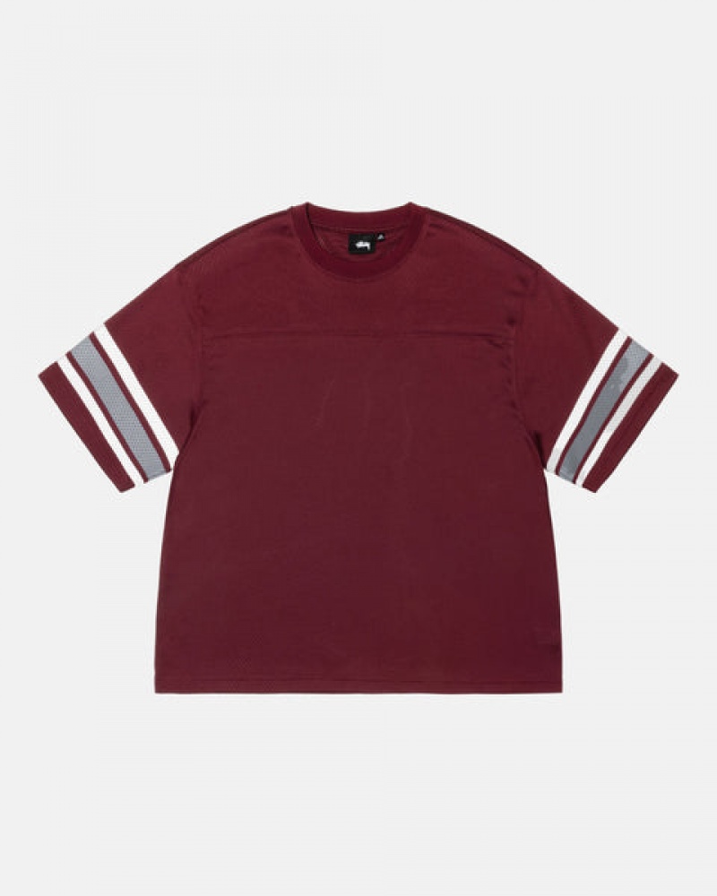 Tops Stussy Surfman Mesh Football Jersey Masculino Bordeaux Portugal | WUB-9516