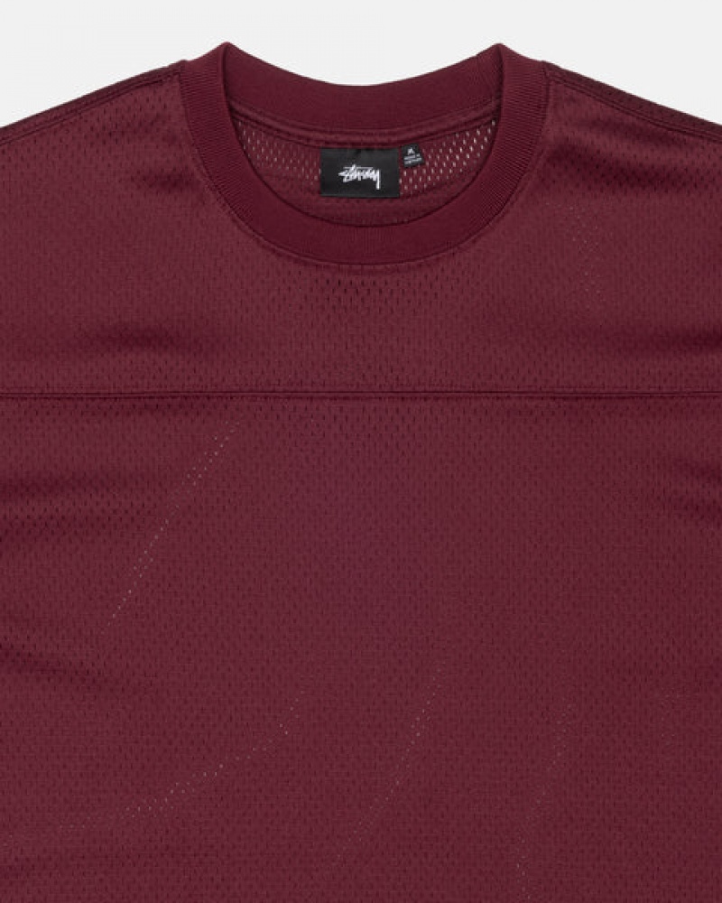 Tops Stussy Surfman Mesh Football Jersey Masculino Bordeaux Portugal | WUB-9516